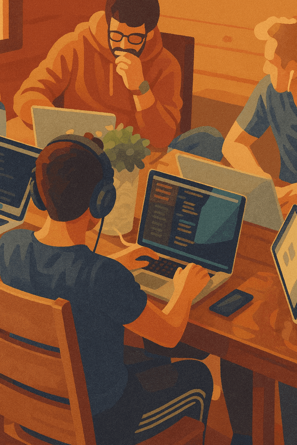 Professional expert working on computer